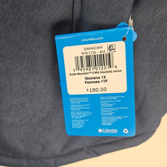COLUMBIA WOMEN'S 1X PLUS SIZES SUTTLE MOUNTAIN MID INSULATED JACKET BLUE WW1328- - Picture 3 of 10